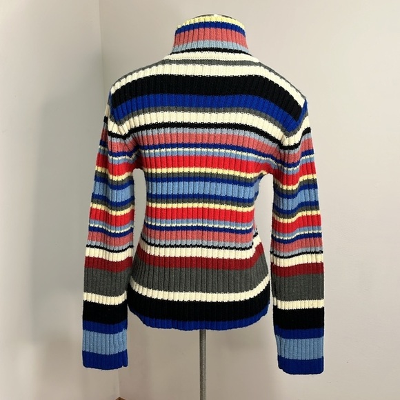 DCC Missy Sweaters Womens 90s Y2K Striped Size M Turtleneck Sweater Ribbed - Picture 3 of 10